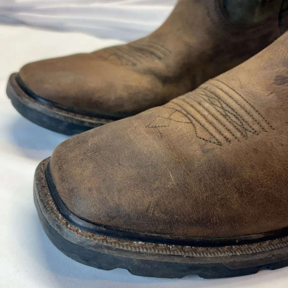Ariat Boots Mens Size 11 D Groundbreaker Steel Toe Work Brown Leather Pull On